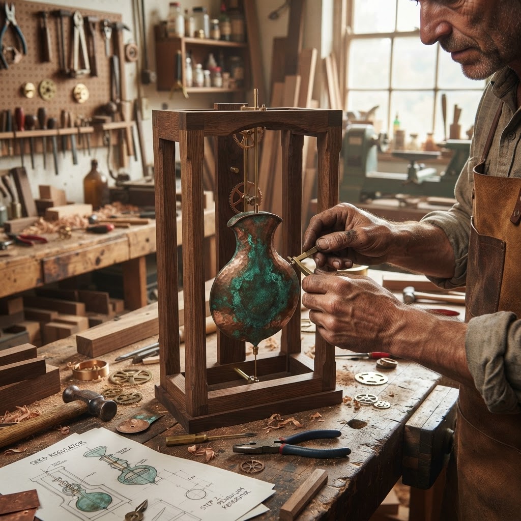 Vintage Patinated Copper Victorian Clockwork Escapement Seed Regulator — step 2