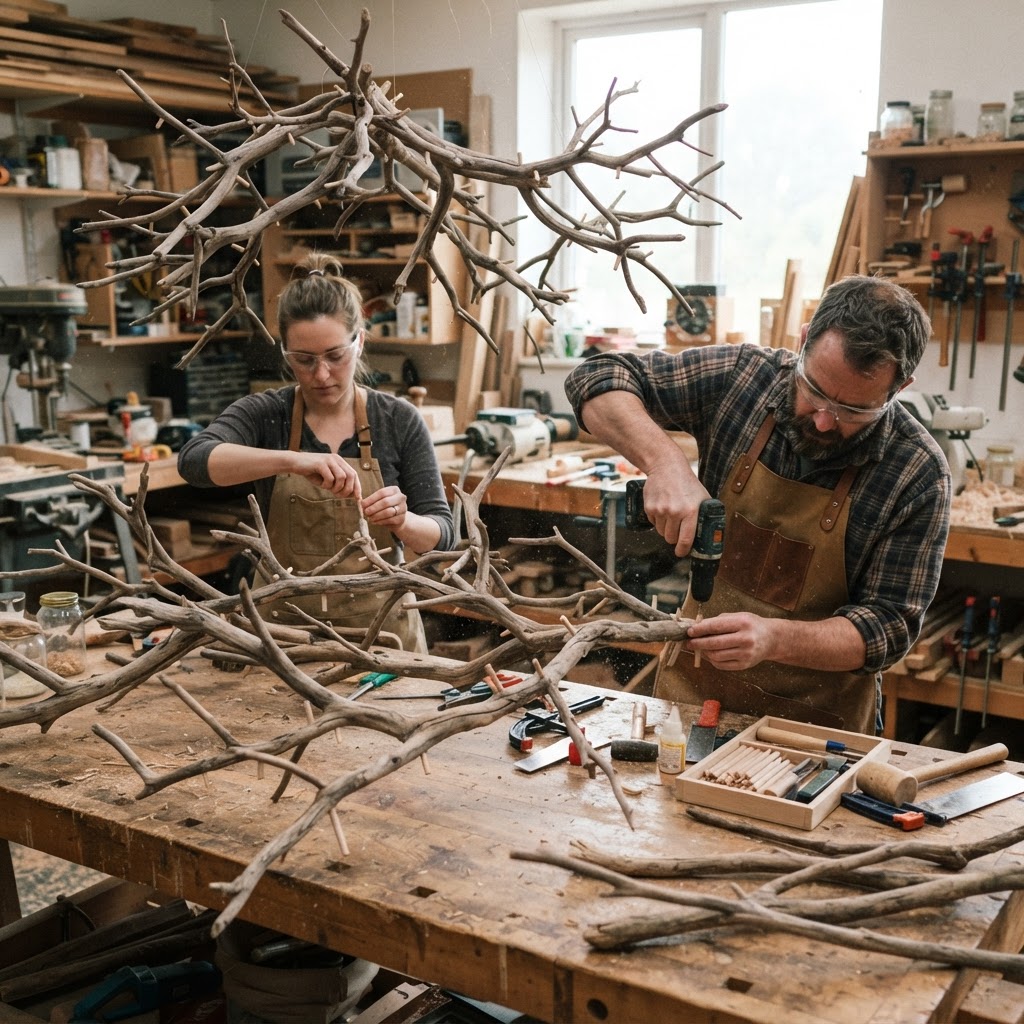 Bespoke Treetop Dendritic Mycelium-Infused Phyto-Volumetric Canopy Aerosol-Capture Chandelier — step 1