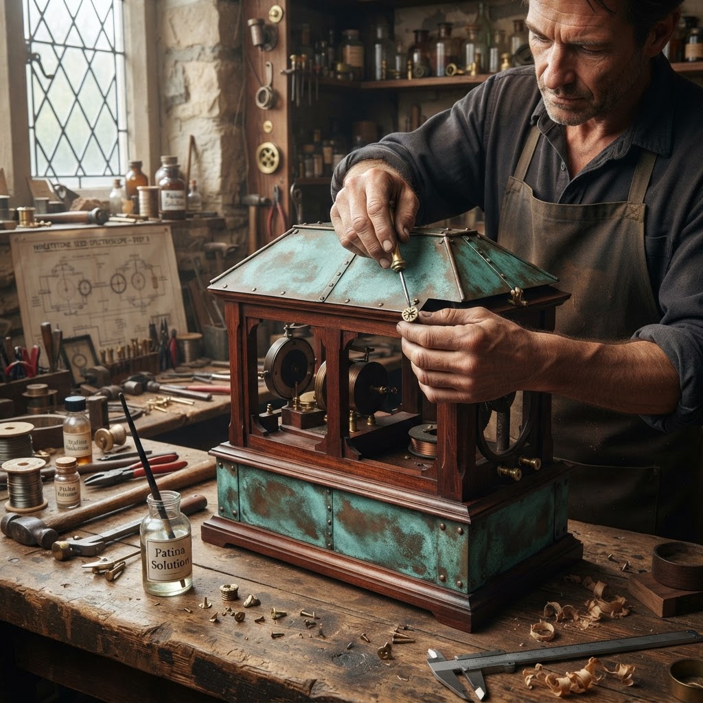 Vintage Patinated Copper Victorian Telegraphic Wheatstone-Bridge Seed Spectroscope — step 3