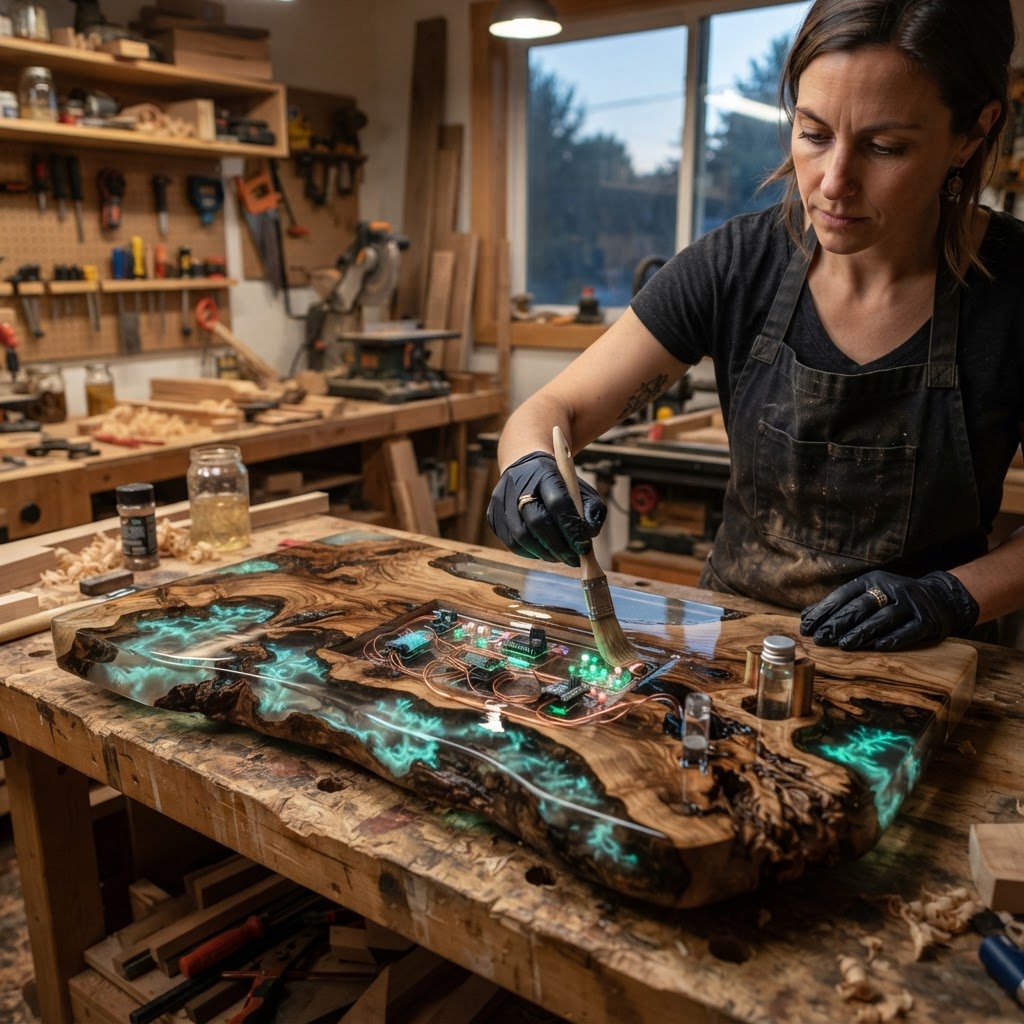 Bespoke Treetop Dendritic Mycelium-Infused Phyto-Dynamic Sap-Flow Hygrometer Vanity — step 4