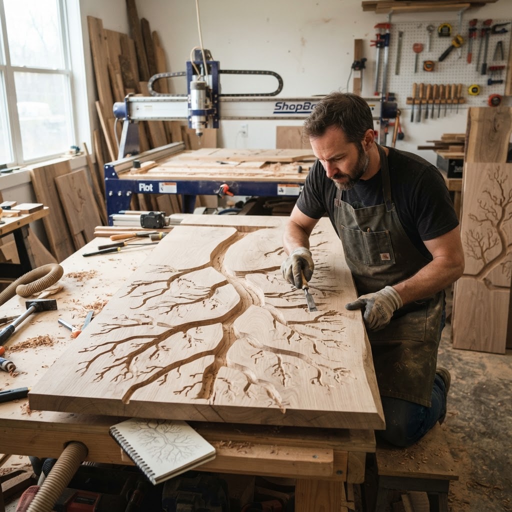 Bespoke Treetop Dendritic Mycelium-Infused Sculptural Bookcase — step 1