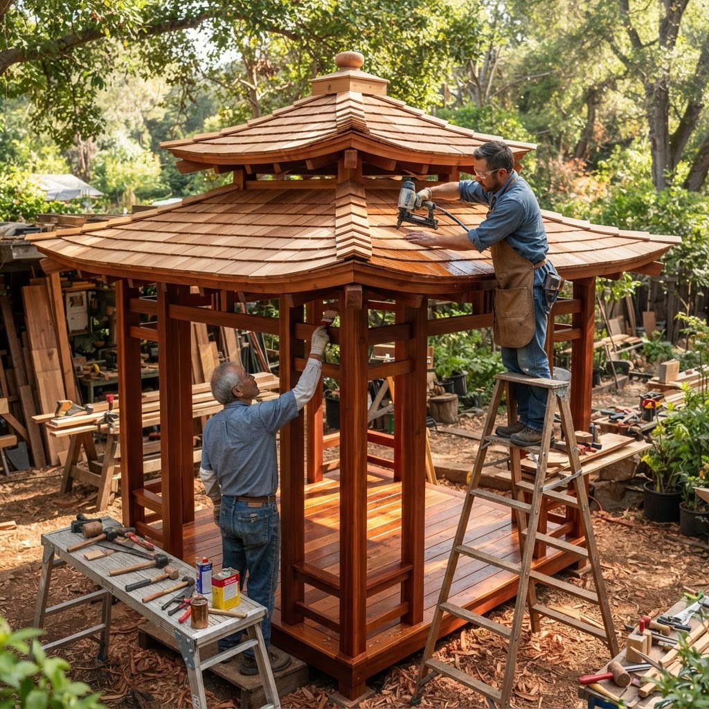 Sun-Dappled Redwood Tea Pavilion — step 4