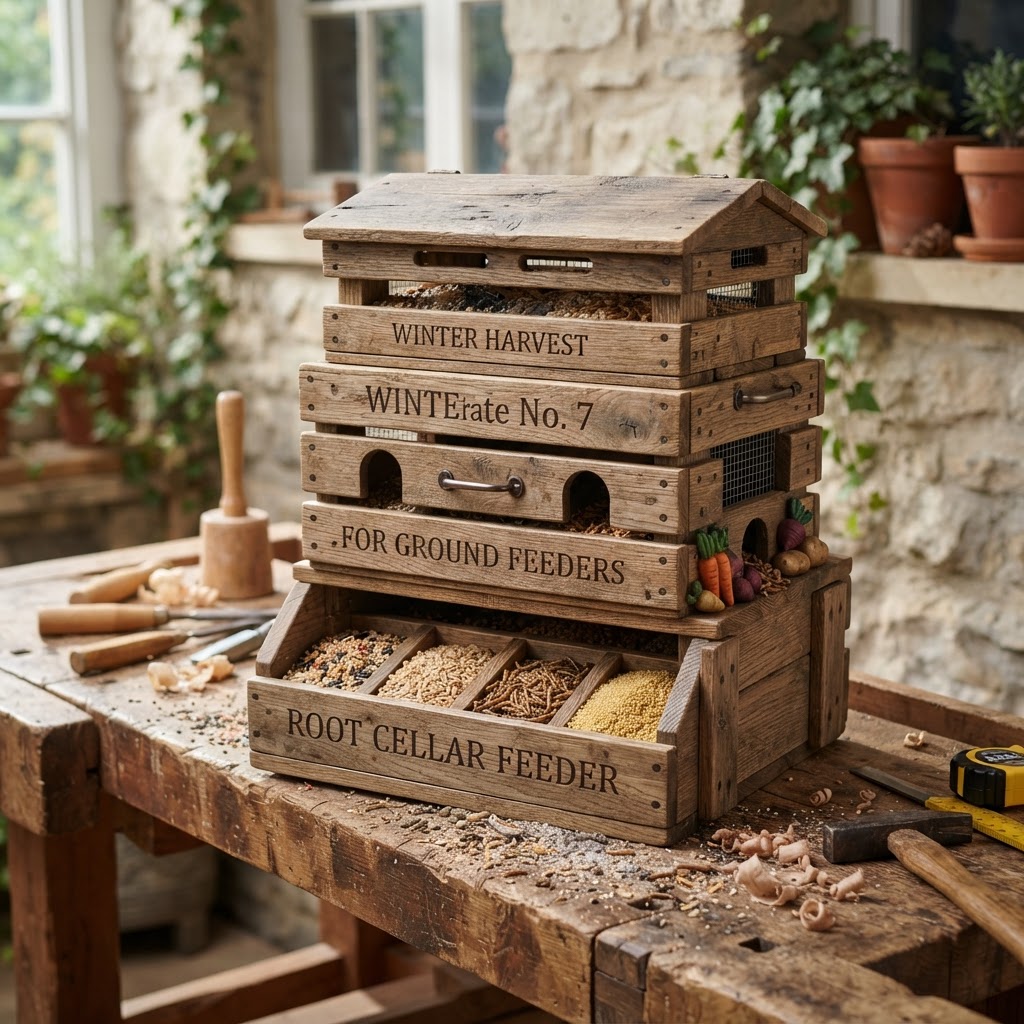 Subterranean Root-Cellar Inspired Vegetable Crate Feeder