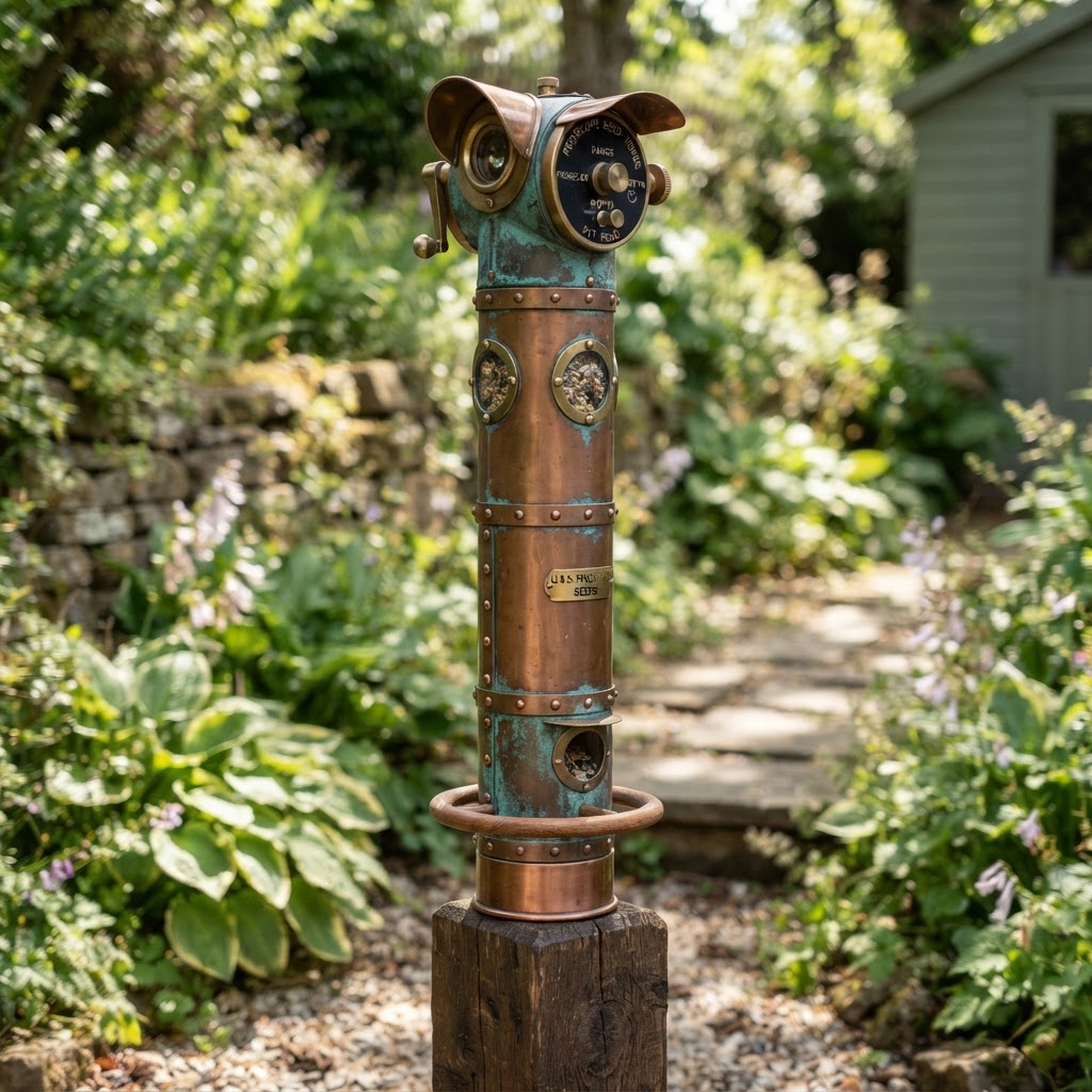 Vintage Patinated Copper Submarine Periscope Seed Tower
