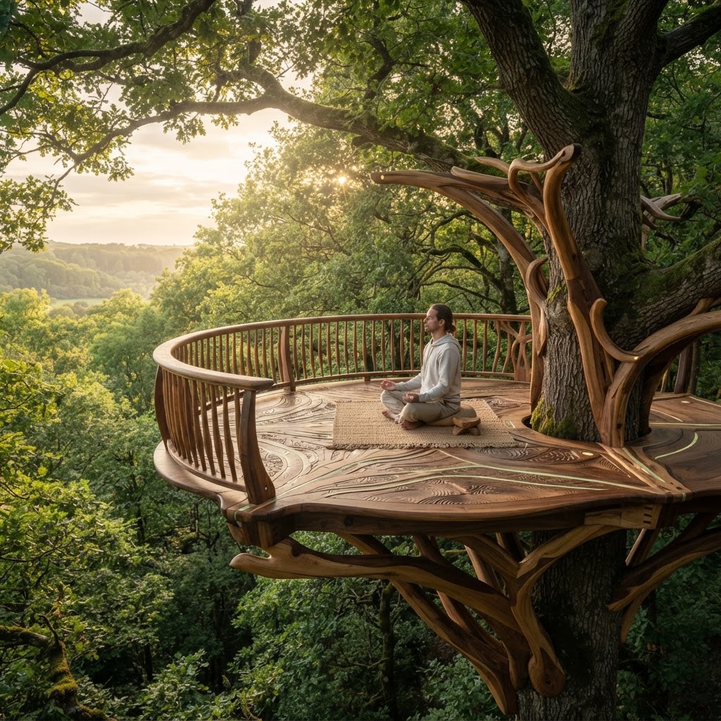 Bespoke Treetop Dendritic Mycelium-Infused Phyto-Quantum Sap-Flow Canopy Zenith-Harmonic Meditation Plinth
