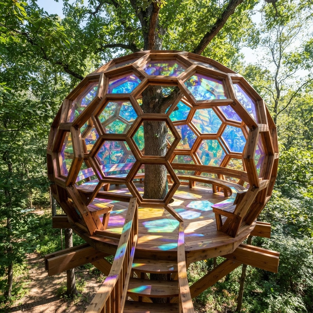 Prismatic Hex-Lattice Treetop Aurora Pavilion