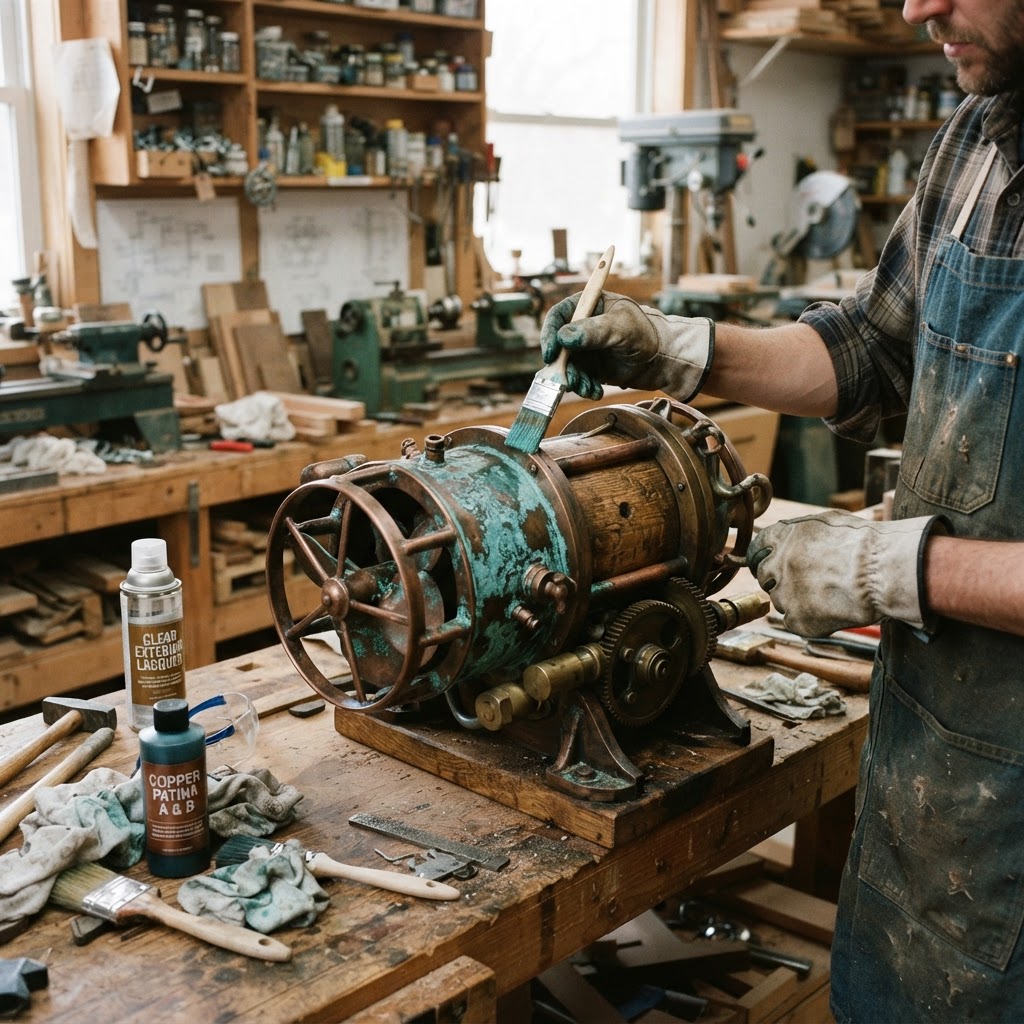 Vintage Patinated Copper Diving Suit Weighted Propeller Seed Thruster — step 3