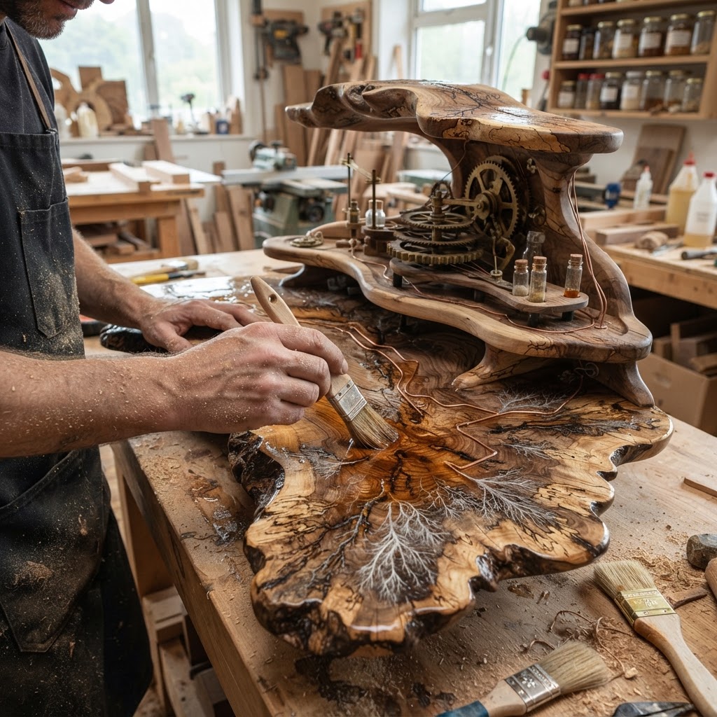 Bespoke Treetop Dendritic Mycelium-Infused Phyto-Galvanic Sap-Flow Canopy Zephyr-Orrery Writing Bureau — step 4