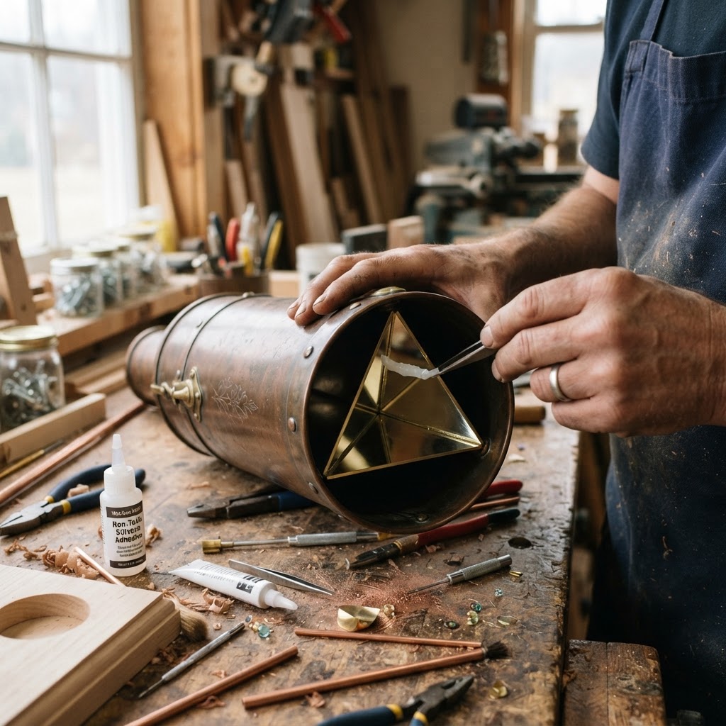 Vintage Patinated Copper Victorian Kaleidoscope Seed Refractor — step 2