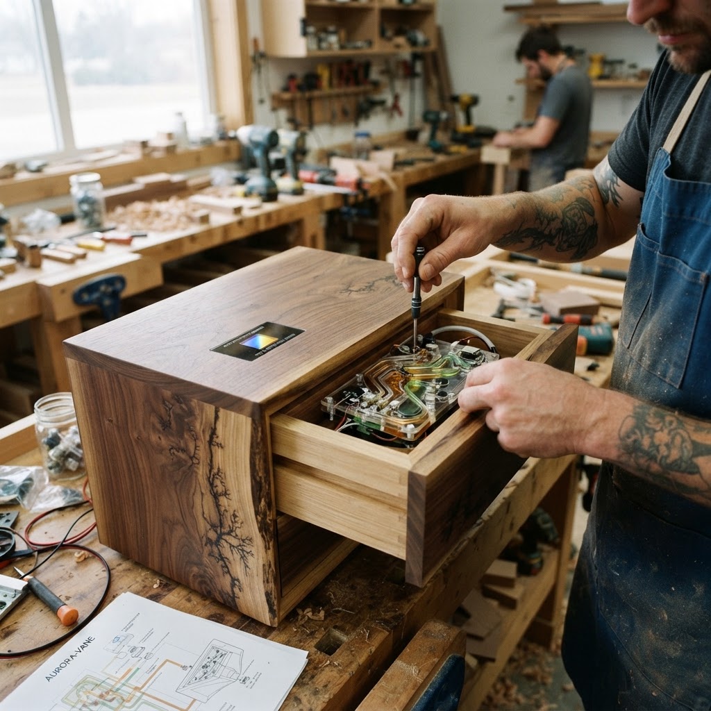 Bespoke Treetop Dendritic Mycelium-Infused Phyto-Diffractive Sap-Flow Canopy Aurora-Vane Bedside Commode — step 2