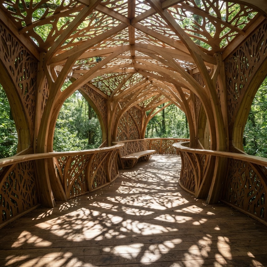 Bespoke Treetop Dendritic Silhouette Shadow-Play Pavilion