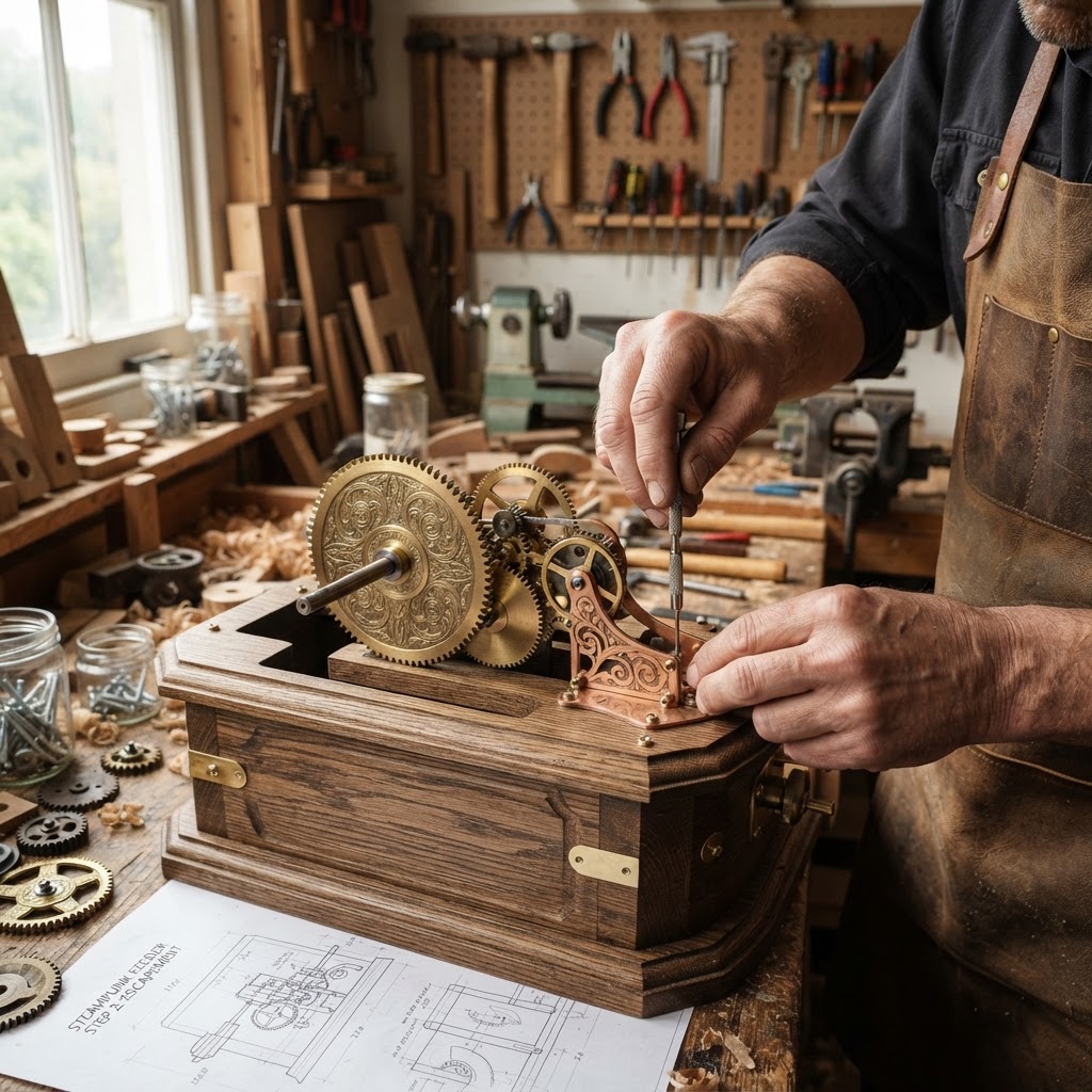 Steampunk Victorian Brass-Gear Seed-Dispensing Clockwork Feeder — step 2