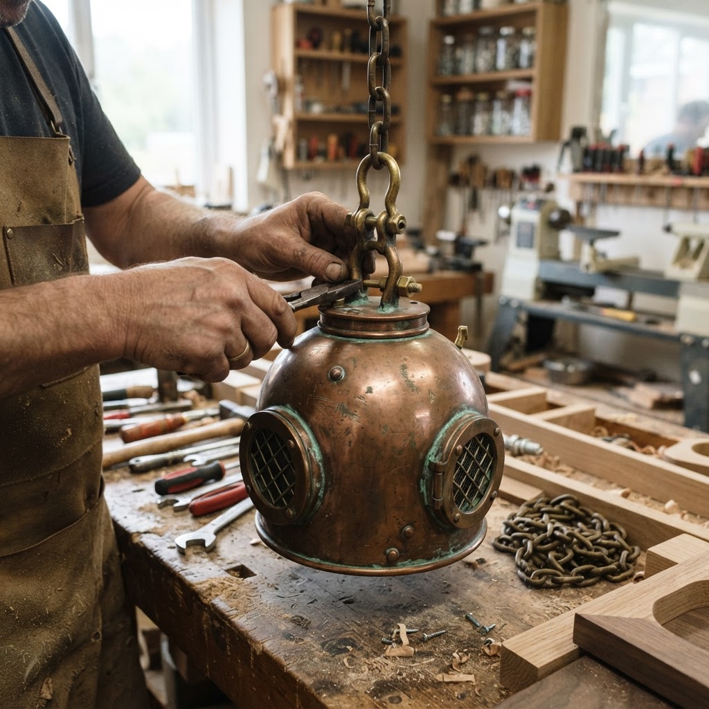 Vintage Patinated Copper Diving Bell Seed Chamber — step 4