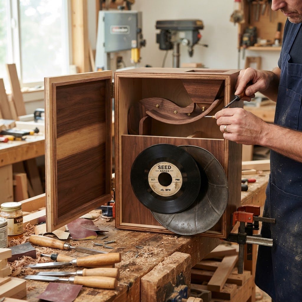Retro Vinyl Record Phonograph Seed Horn — step 4