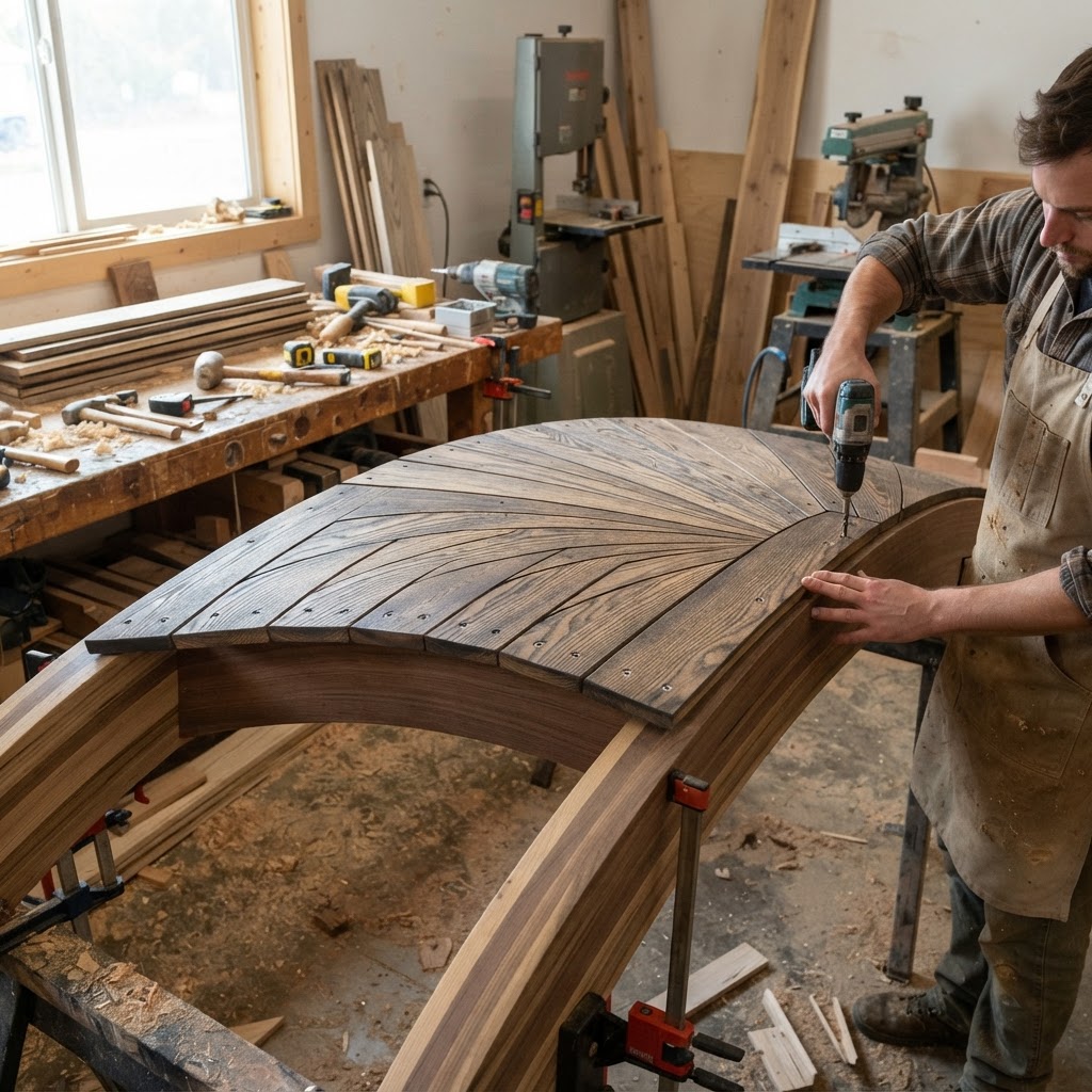 Crescent Moon Arbor Swing-Bridge — step 3