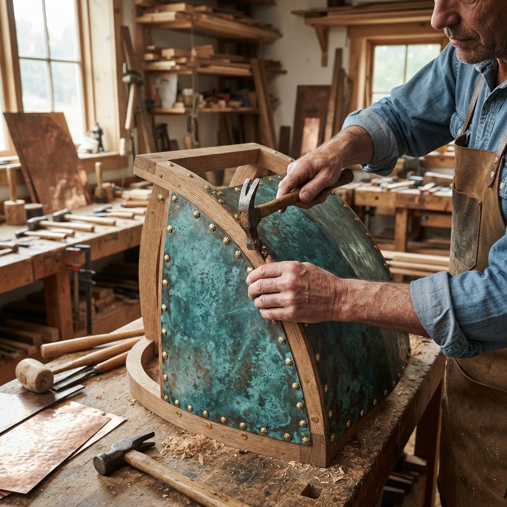 Vintage Patinated Copper Diving Bell Seed Chamber — step 2