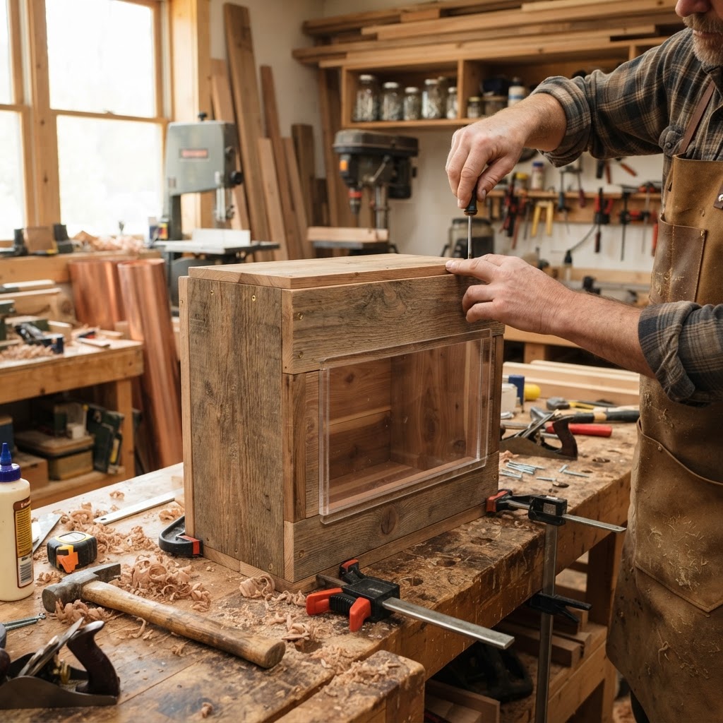 Vintage Patinated Copper Kinetic Windmill Seed Mill — step 1