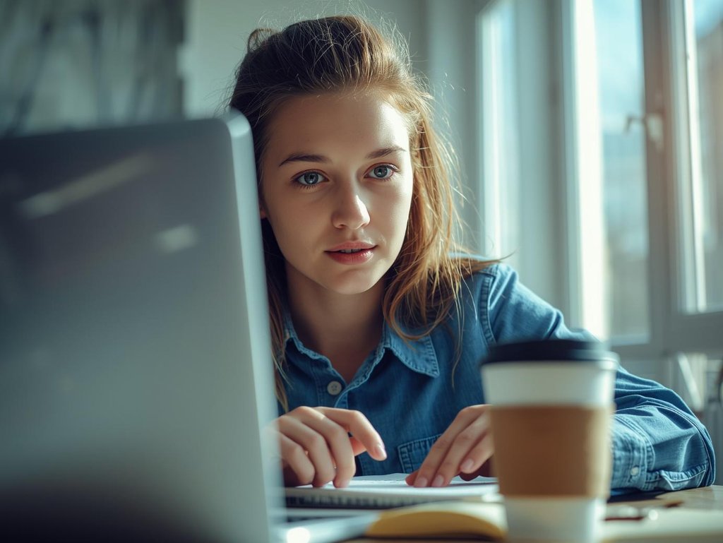 Woman studying online