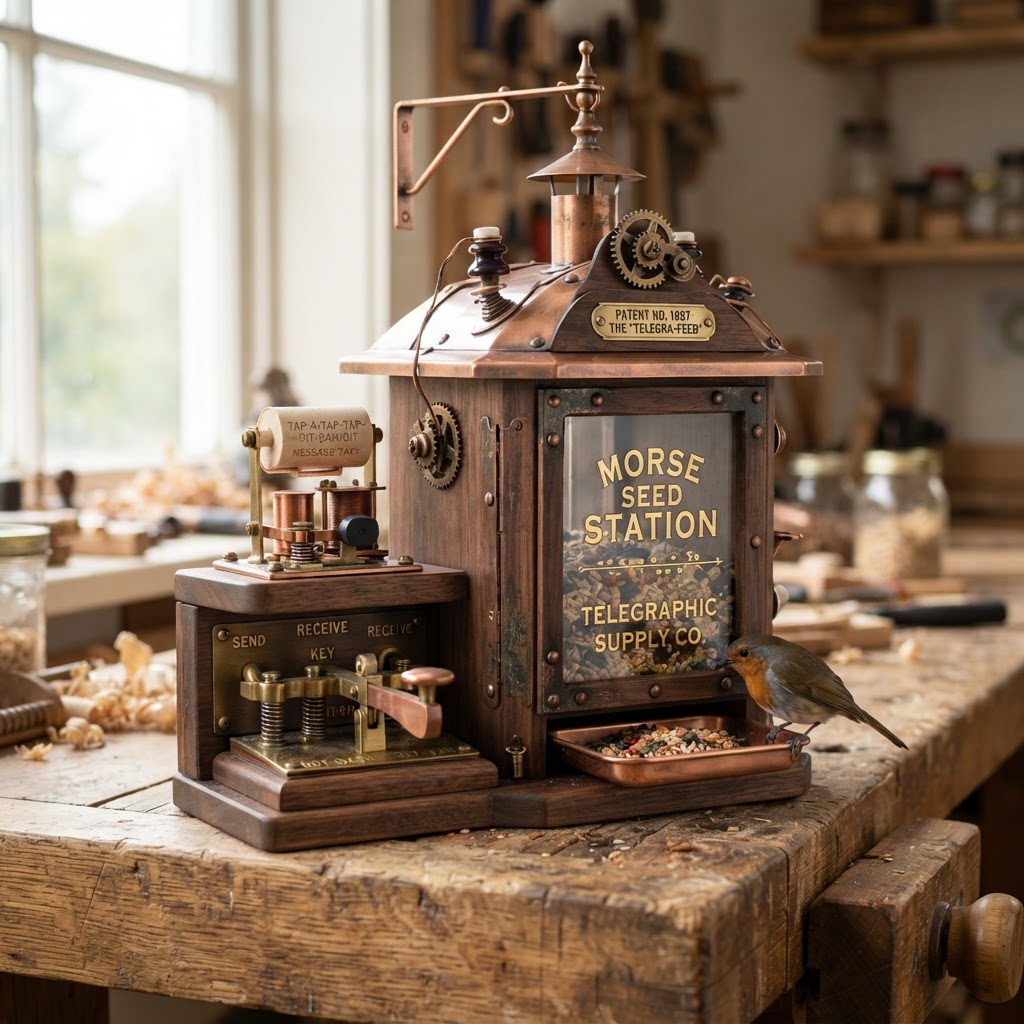 Vintage Patinated Copper Victorian Telegraphic Morse Code Seed Station