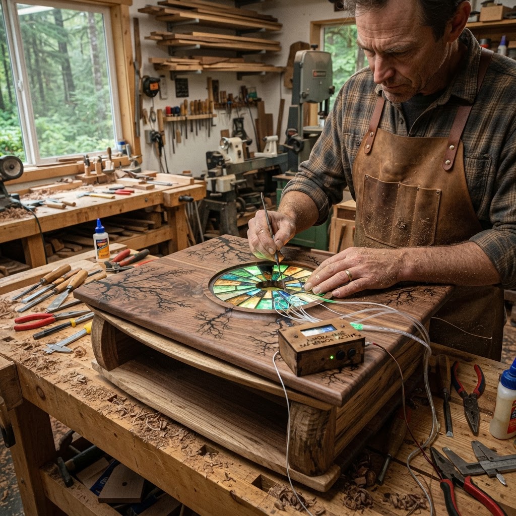 Bespoke Treetop Dendritic Mycelium-Infused Phyto-Refractive Sap-Flow Canopy Aurora-Vane Bedside Commode — step 2