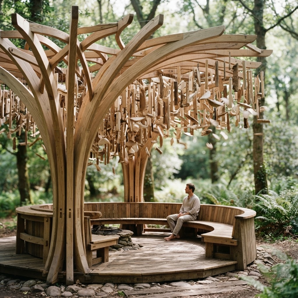Bespoke Treetop Dendritic Mycelial Phyto-Kinetic Wind-Chime Pavilion
