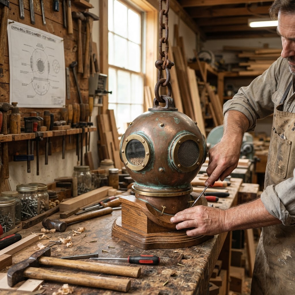 Vintage Patinated Copper Diving Bell Seed Chamber — step 4