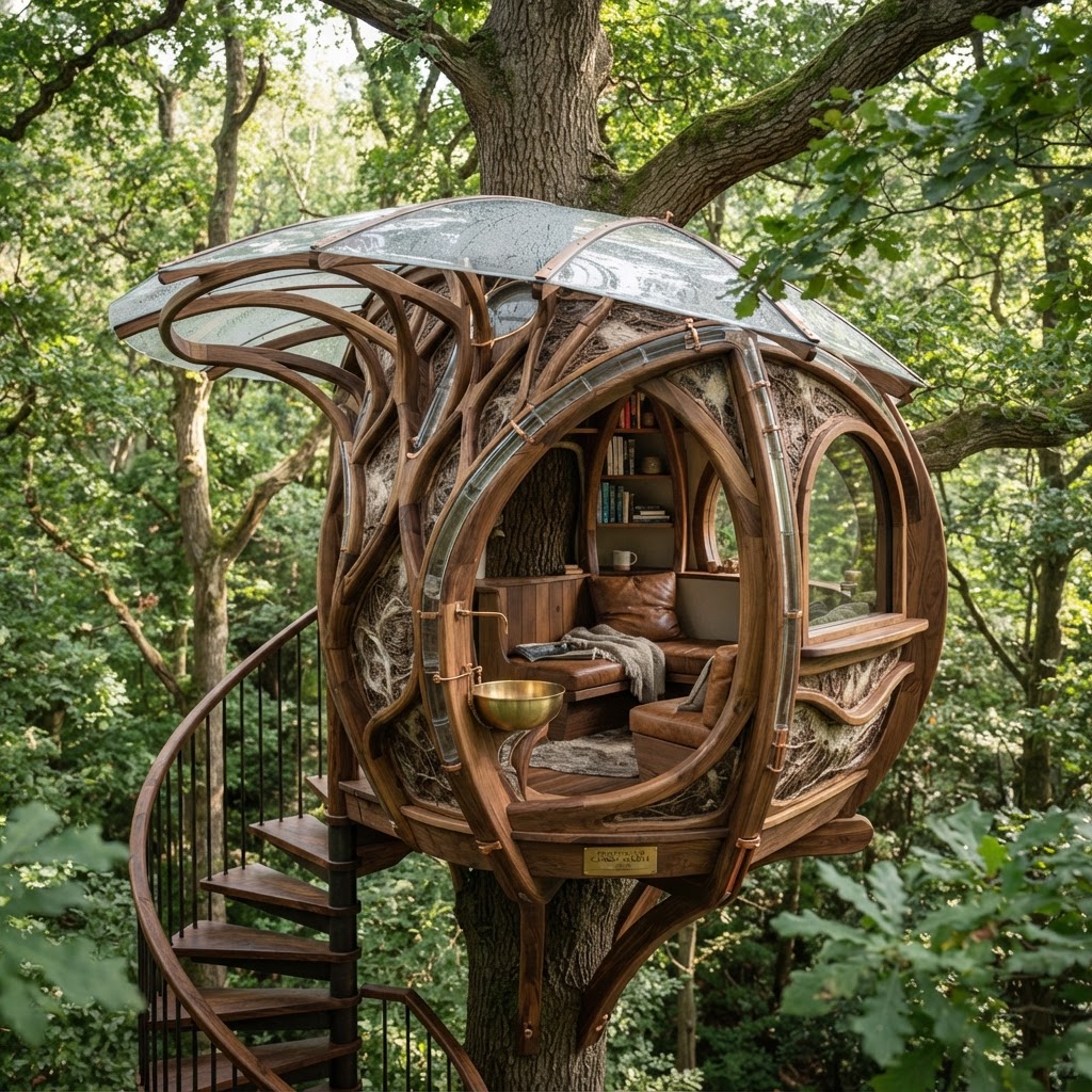 Bespoke Treetop Dendritic Mycelium-Infused Phyto-Osmotic Sap-Flow Canopy Dew-Condensing Reading Alcove
