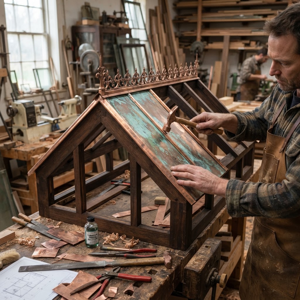 Vintage Patinated Copper Victorian Greenhouse Seed Solarium — step 3