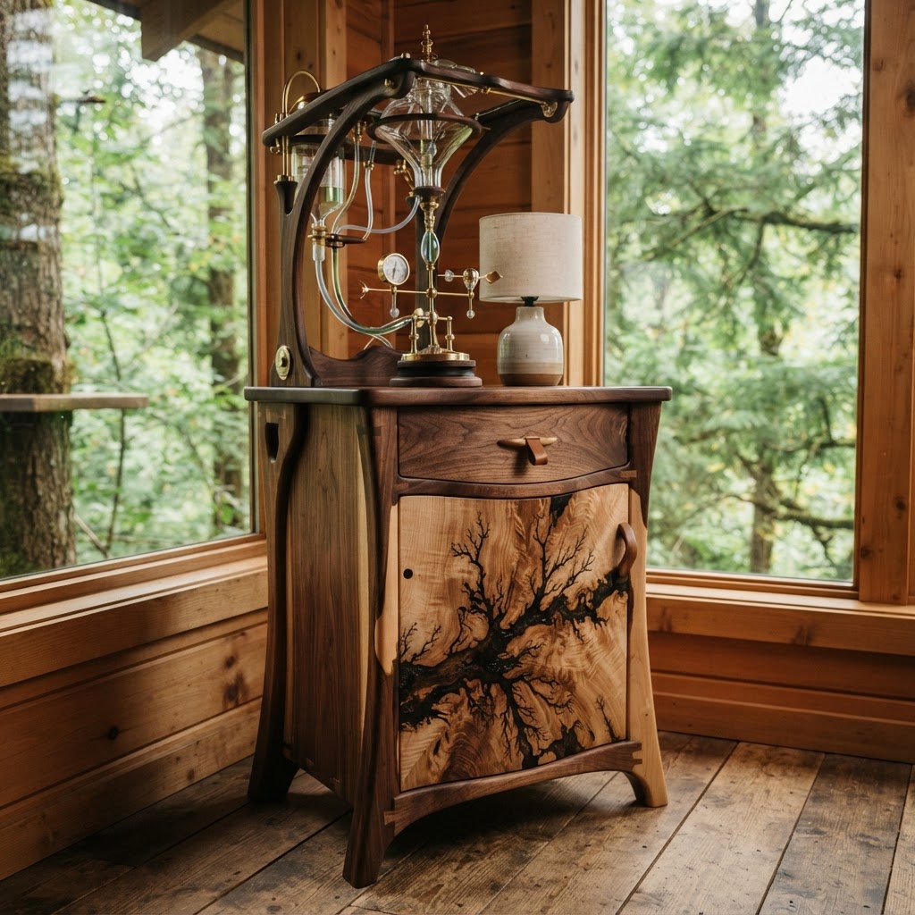 Bespoke Treetop Dendritic Mycelium-Infused Phyto-Diffractive Sap-Flow Canopy Aurora-Vane Bedside Commode