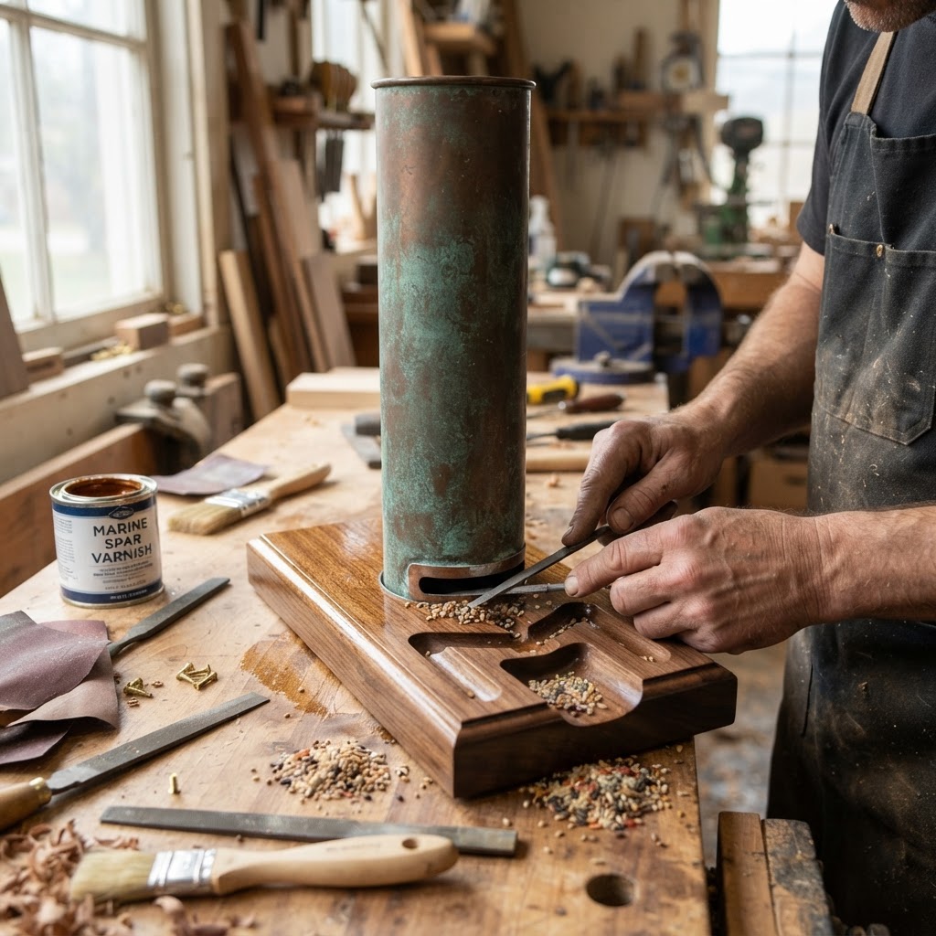 Vintage Patinated Copper Aeolian Harp Seed Resonator — step 3