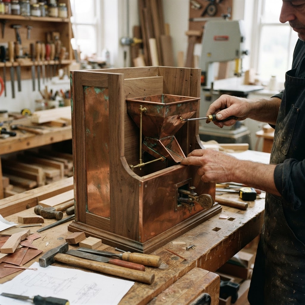 Vintage Patinated Copper Victorian Telegraphic Morse Code Seed Station — step 3