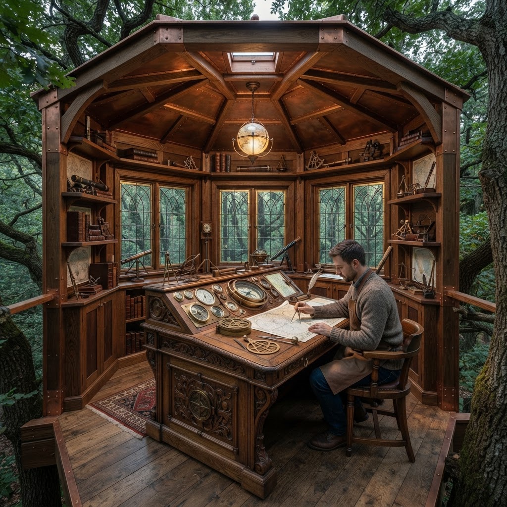 Bespoke Treetop Terrestrial Magnetism Navigation Map-Room