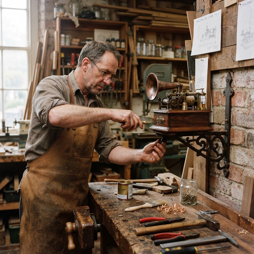 Vintage Patinated Copper Victorian Phonautograph Seed Recorder — step 4