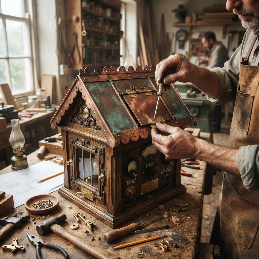 Vintage Patinated Copper Victorian Telegraphic Induction Electrolytic Seed Voltameter — step 4
