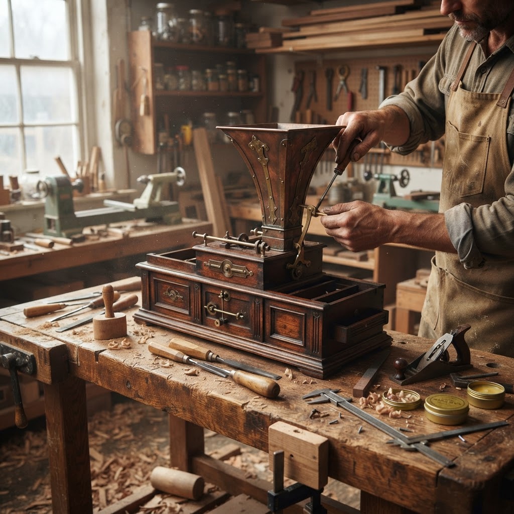 Vintage Patinated Copper Victorian Phonautograph Seed Recorder — step 1