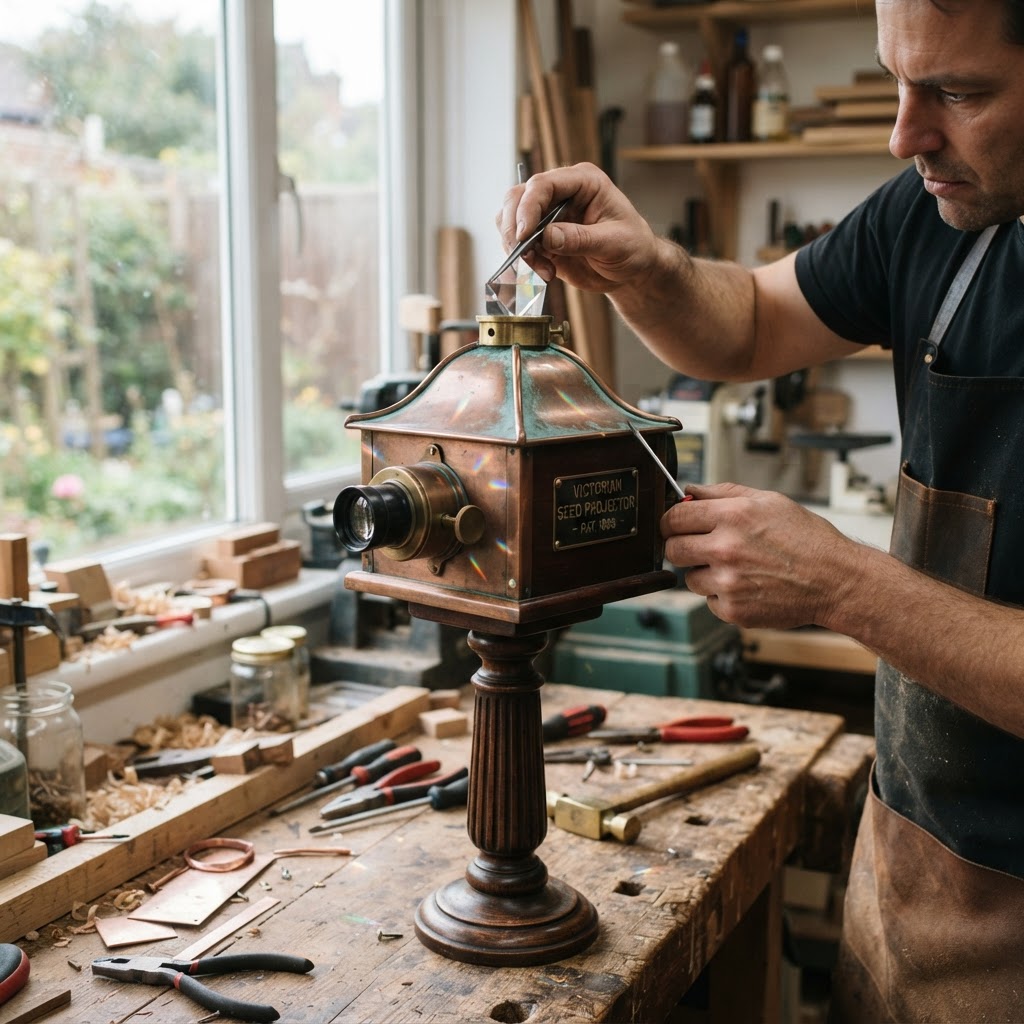 Vintage Patinated Copper Victorian Camera Obscura Seed Projector — step 4