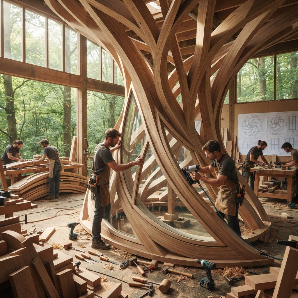 Bespoke Treetop Dendritic Mycelium-Infused Phyllotaxis Spiral Observatory — step 3