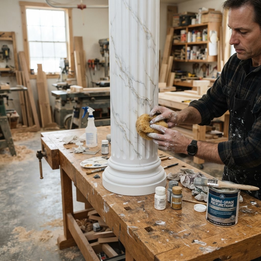 Neoclassical Marbleized Columnar Seed Pillar — step 3