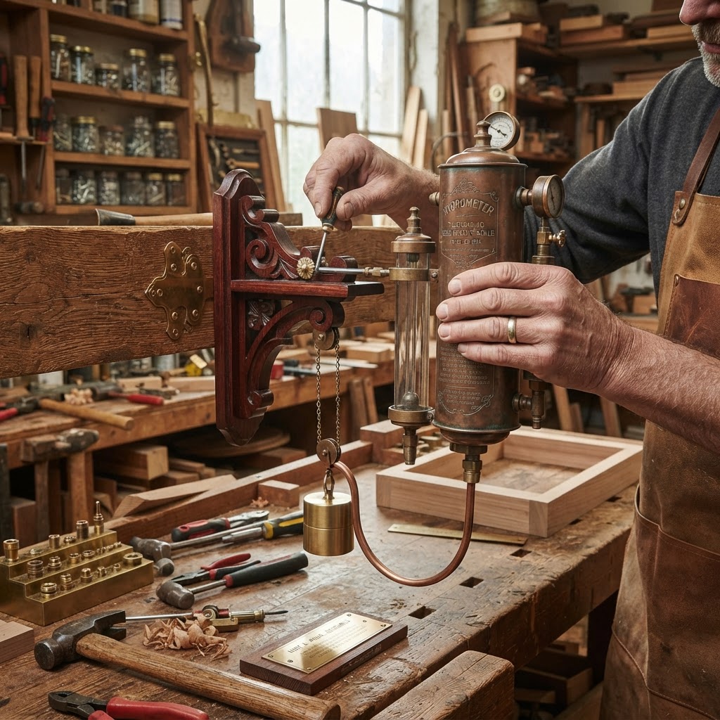 Vintage Patinated Copper Victorian Telegraphic Hydrometer Seed Density-Scale — step 4