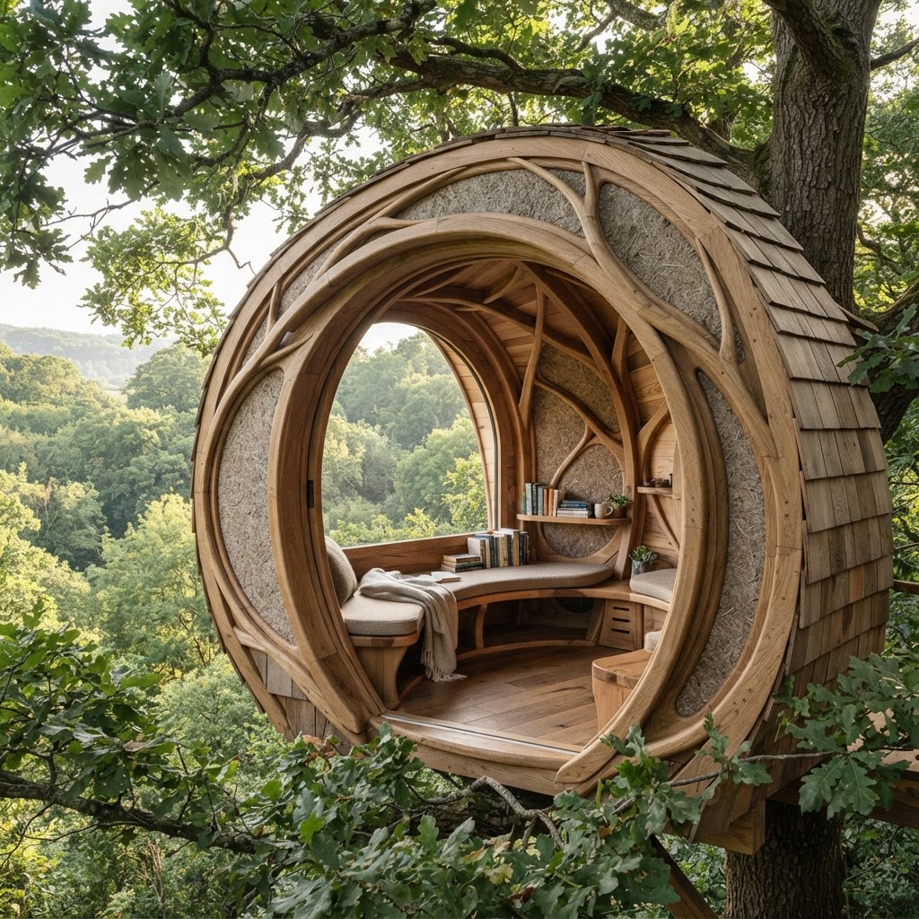 Bespoke Treetop Dendritic Mycelium-Infused Phyto-Acoustic Sap-Flow Canopy Zephyr-Alignment Reading Nook