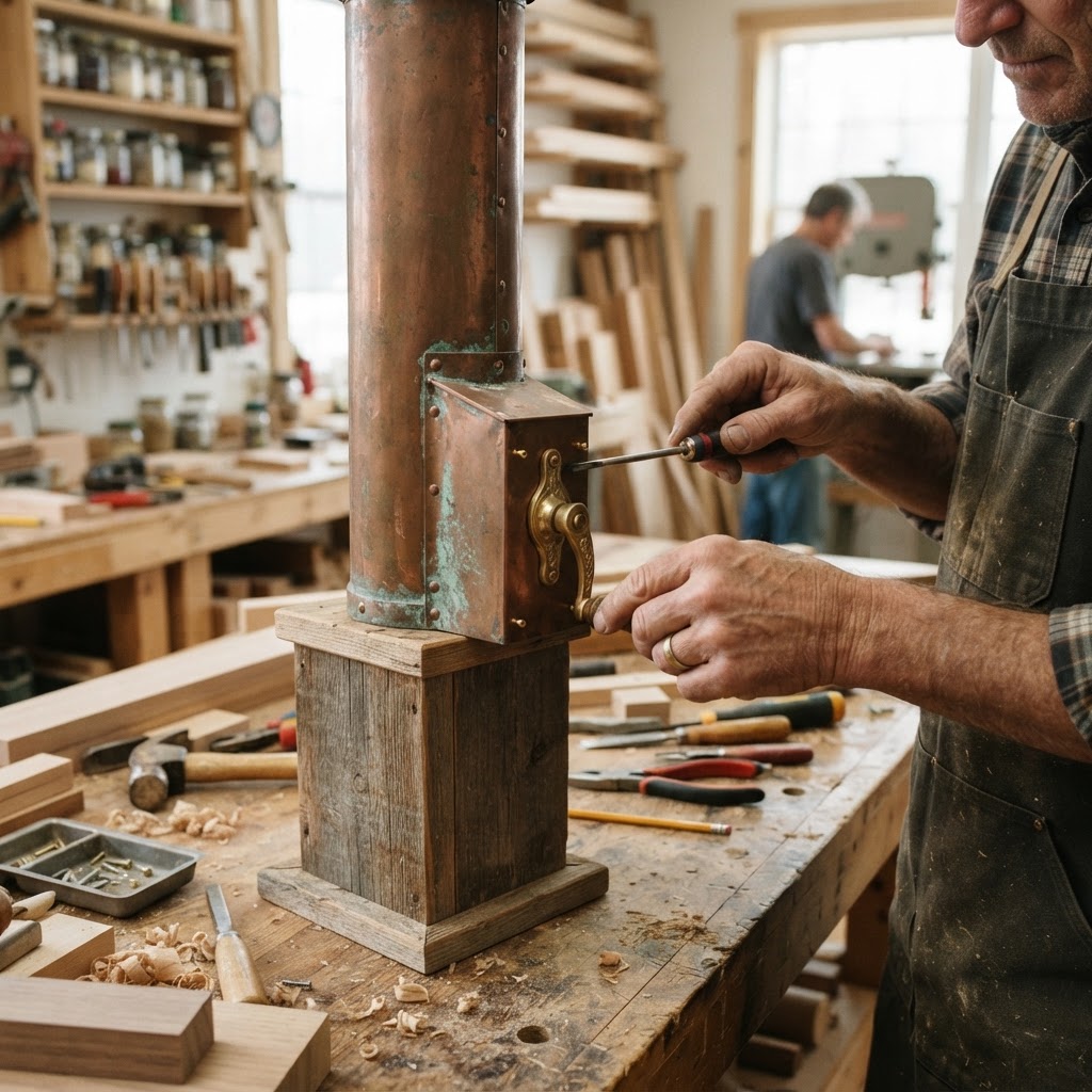 Vintage Patinated Copper Submarine Periscope Seed Tower — step 3