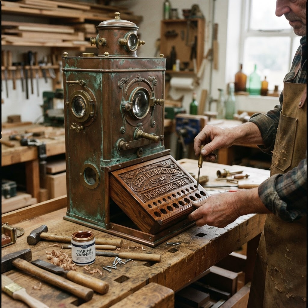 Vintage Patinated Copper Victorian Optometric Seed Refractor — step 3