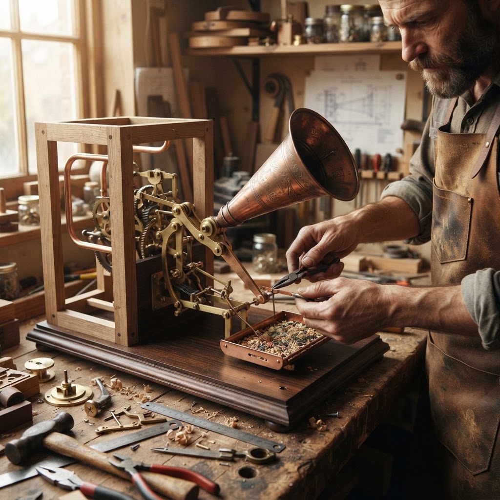 Vintage Patinated Copper Victorian Phonautograph Seed Wave-Recorder — step 3