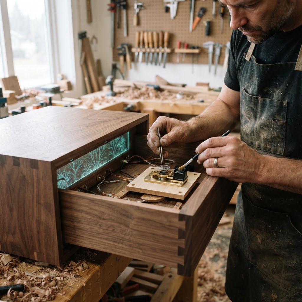 Bespoke Treetop Dendritic Mycelium-Infused Phyto-Cyclic Sap-Flow Canopy Aurora-Projector Bedside Credenza — step 3