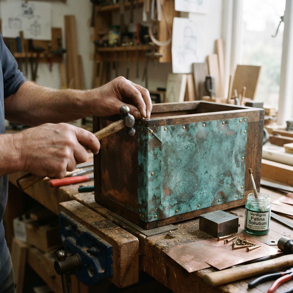 Vintage Patinated Copper Victorian Camera Obscura Seed Box — step 2
