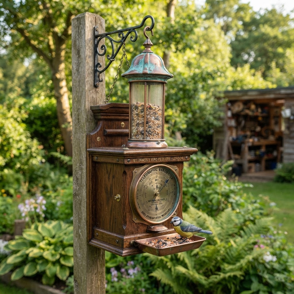 Vintage Patinated Copper Victorian Telegraphic Barometer Seed Pressure-Gauge