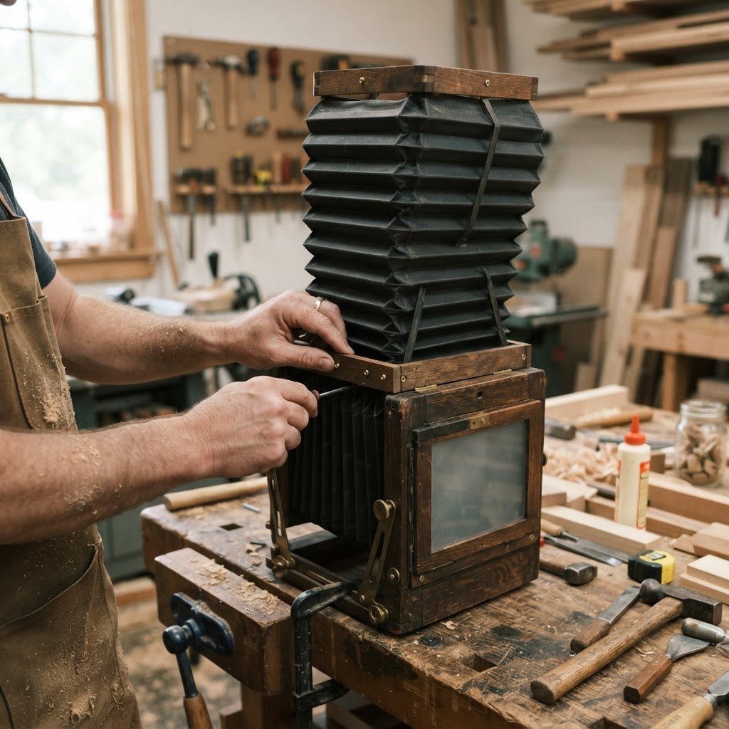 Vintage Accordion Camera Bellows Seed Silo — step 2