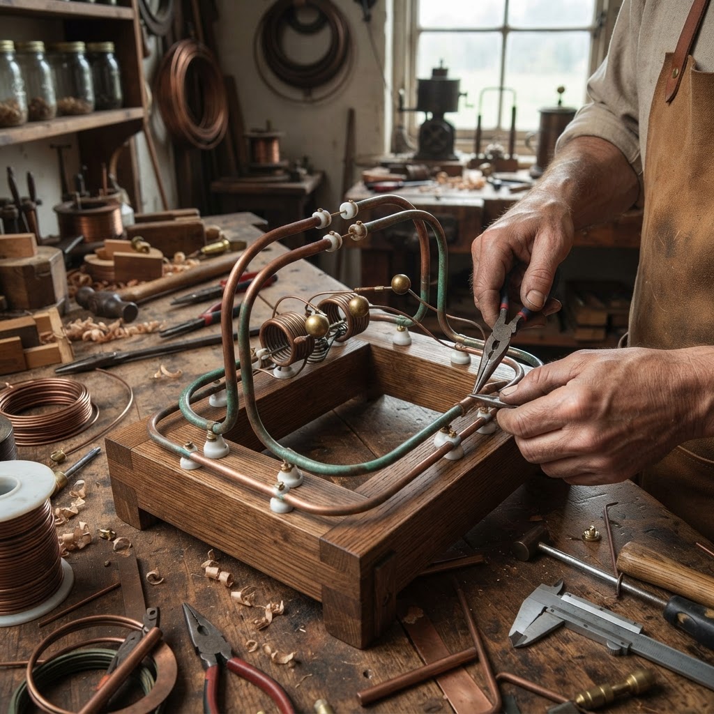 Vintage Patinated Copper Victorian Telegraphic Induction Spark-Gap Seed Capacitor — step 3