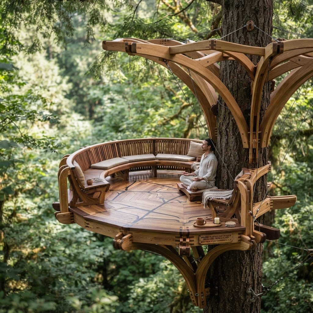 Bespoke Treetop Dendritic Mycelium-Infused Phyto-Gravitic Sap-Flow Canopy Zenith-Harmonic Meditation Plinth