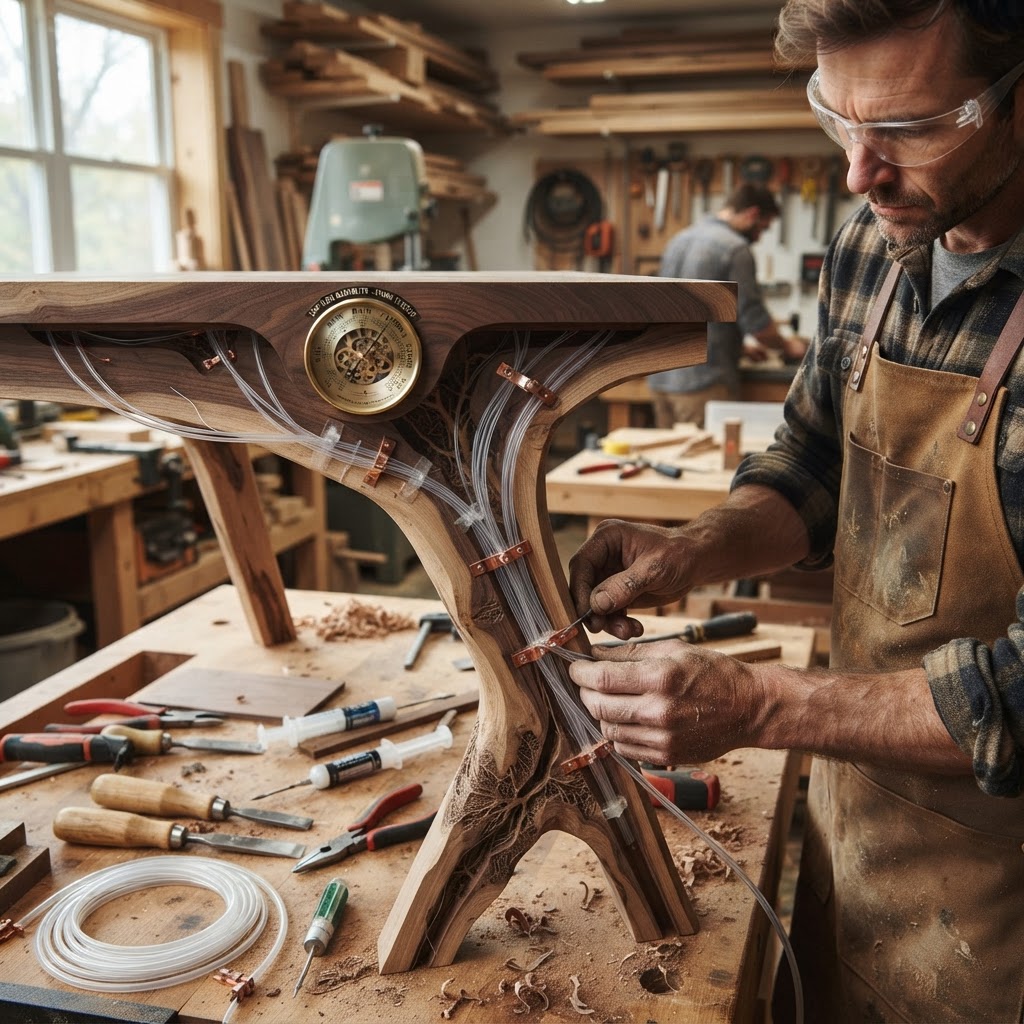 Bespoke Treetop Dendritic Mycelium-Infused Phyto-Kinetic Sap-Flow Canopy Storm-Tracking Writing Desk — step 3
